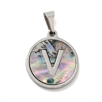 304 Stainless Steel with Paua Shell Pendants STAS-G268-02V-P-1