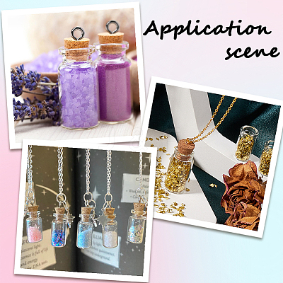 10Pcs Column Empty Glass Wishing Bottle Pendants AJEW-SC0001-91-1