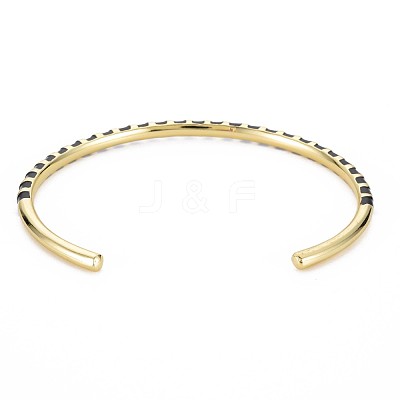 Twisted Brass Enamel Cuff Bangle BJEW-T020-02F-NF-1