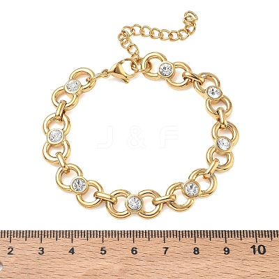 9.5MM 304 Stainless Steel Crystal Rhinestone Bowknot Link Chain Bracelets SA-CBA2696-22G-1
