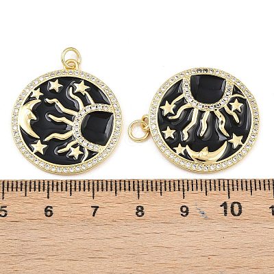 Brass Enamel Cubic Zirconia Pendants KK-L251-23G-02-1