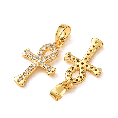Brass Micro Pave Clear Cubic Zirconia Pendants CU-CBA0D78-01G-1
