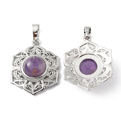 Natural Amethyst Pendants X-G-P498-02P-04-1