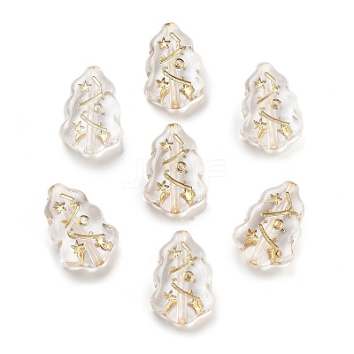 Metal Enlaced Transparent Acrylic Beads X-MACR-M045-09-1