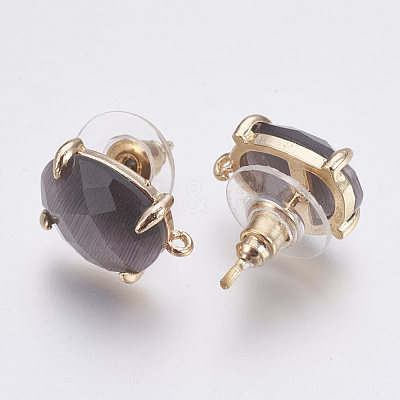 Faceted Glass Stud Earring Findings GLAA-F084-A05-1