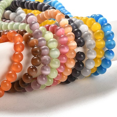 Cat Eye Glass Bead Strands CE-R010-08-1