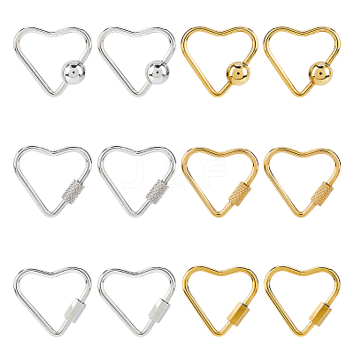 12Pcs 6 Styles Stainless Steel Screw Locking Carabiner STAS-HS0001-62-1