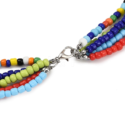 Bohemian Glass Seed Beaded Multi-strand Necklaces for Women NJEW-JN05354-03-1
