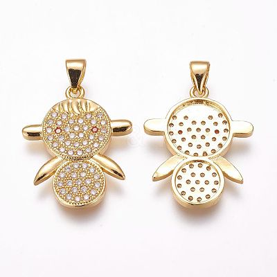 Brass Micro Pave Cubic Zirconia Pendants ZIRC-F054-39G-1