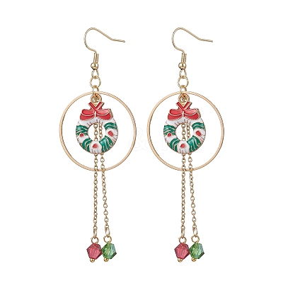 6 Pairs 6 Styles Christmas Theme Alloy Enamel Dangle Earrings EJEW-JE06560-1