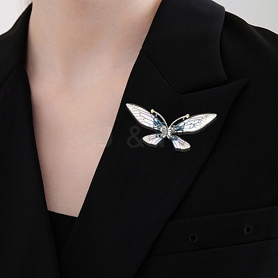 Bling Resin Butterfly Brooch Pin with Crystal Rhinestone LS-JEWB-P016-04P-03-1