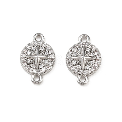 Brass Micro Pave Clear Cubic Zirconia Connector Charms KK-H524-02P-1