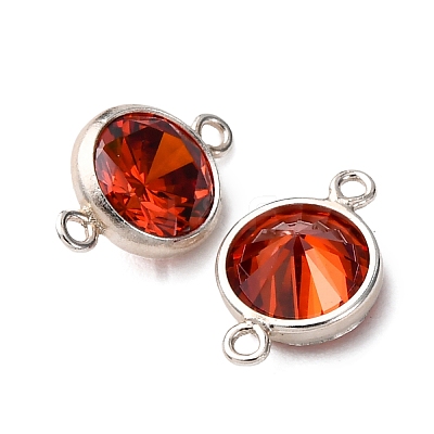 925 Streling Silver Pave Cubic Zirconia Birthstone Connector Charms STER-NH0001-80P-01-1