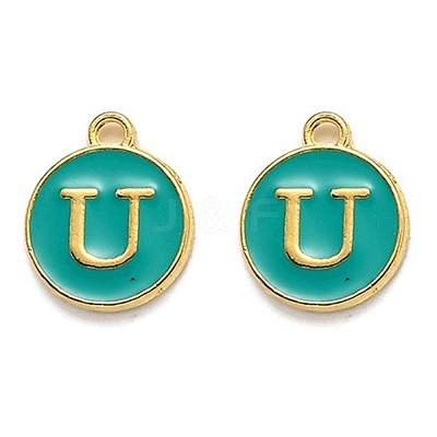 Golden Plated Alloy Enamel Charms X-ENAM-Q437-15U-1