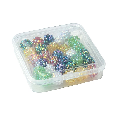 30Pcs 6 Colors Resin Rhinestone Beads RESI-FS0001-64-1