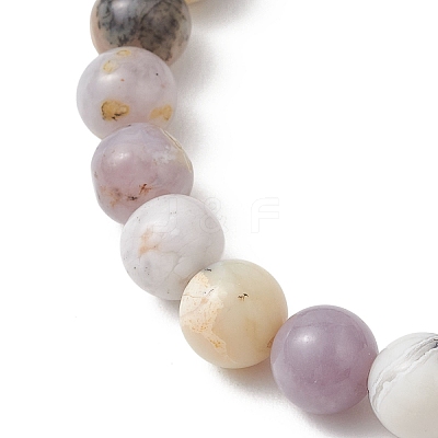 Natural African Opal & Synthetic Turquoise Beaded Stretch Bracelets for Women Men BJEW-JB13313-1