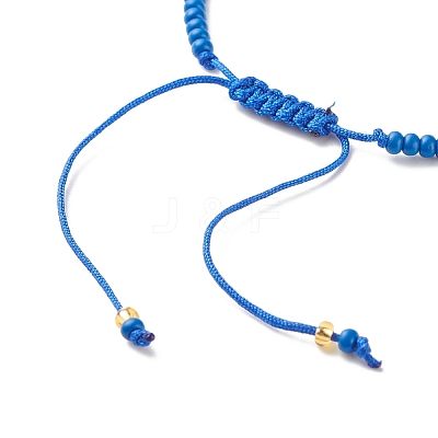 Flat Round Evil Eye Lampwork Braided Bead Bracelet BJEW-JB07234-05-1