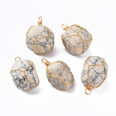 Natural Howlite Pendants G-N332-50-01-1