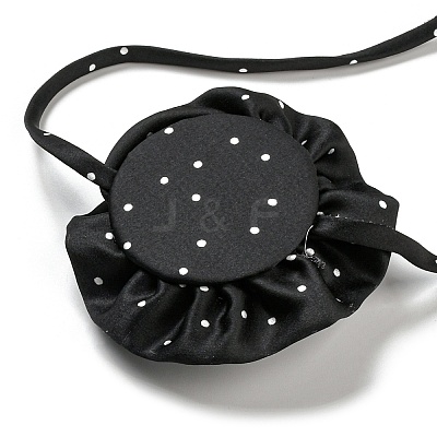 Polka Dot Pattern Fabric Rose Tie Choker Necklaces for Women NJEW-Z022-01D-1
