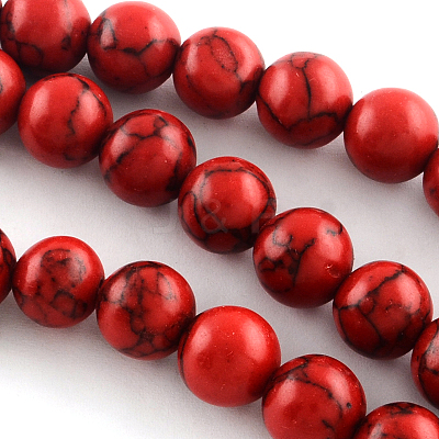 Synthetical Turquoise Gemstone Round Bead Strands X-TURQ-R035-6mm-04-1