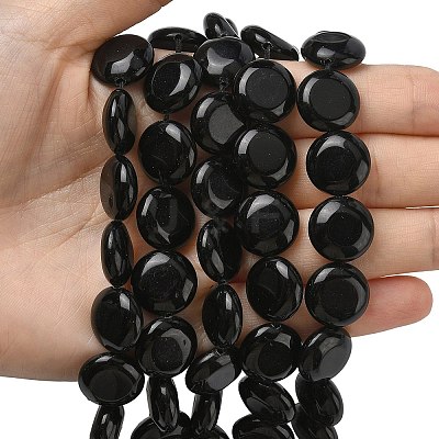 Natural Black Onyx Beads Strands G-L648-B21-15mm-1