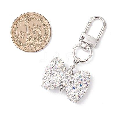 Bowknot Polymer Clay Rhinestone Pendants Decorations HJEW-JM04197-03-1