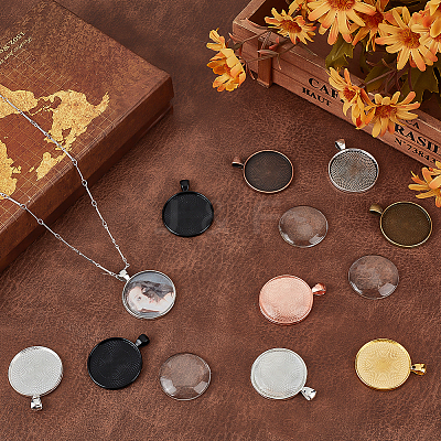 30Pcs 10 Colors Alloy Pendant Cabochon Settings FIND-PH0025-81-1