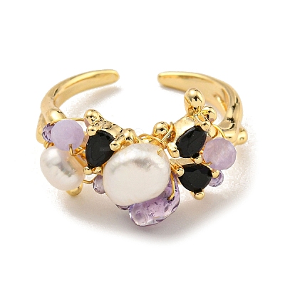 Brass Open Cuff Rings RJEW-K265-03G-1