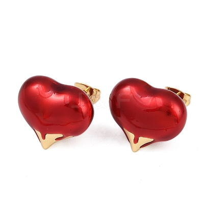 Brass Heart Stud Earrings EJEW-C152-05A-01-1