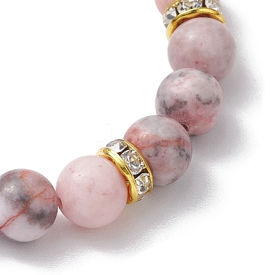 8.5mm Round Natural Pink Zebra Jasper Beaded Stretch Bracelets BJEW-JB10256-02-1