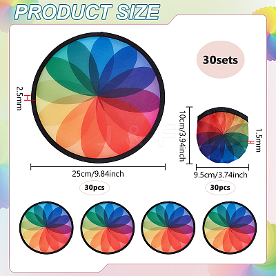 Polyester Foldable Flying Disc Fans with Storage Bag AJEW-WH00670-127A-1
