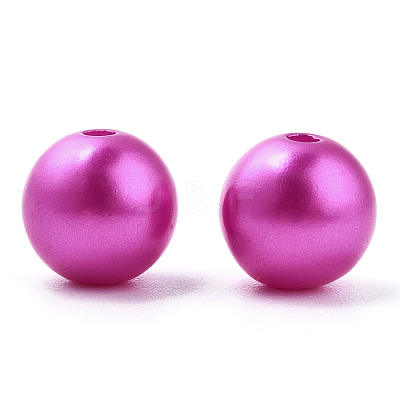 Spray Painted ABS Plastic Imitation Pearl Beads OACR-T015-05C-14-1