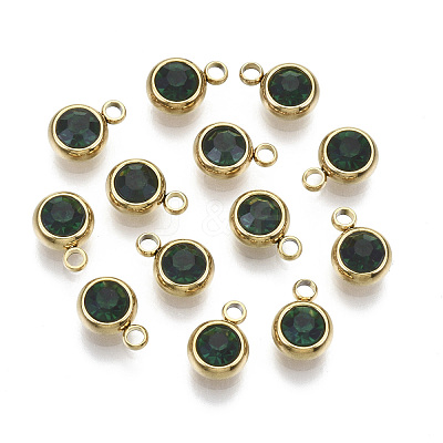 PVD Vacuum Plating 201 Stainless Steel Rhinestone Charms X-STAS-S068-05G-1