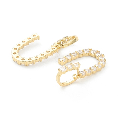 Brass Micro Pave Clear Cubic Zirconia Pendants ZIRC-J039-18G-U-1