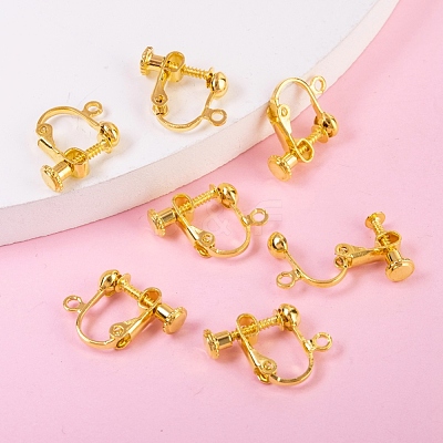 Brass Screw On Clip-on Earring Findings KK-L164-01G-1