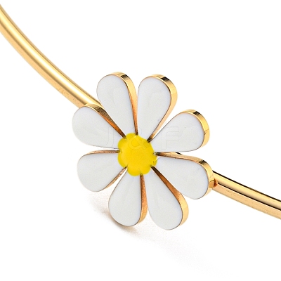 304 Stainless Steel White Enamel Small Daisy Flower Choker Necklaces for Women NJEW-Z040-01G-01-1