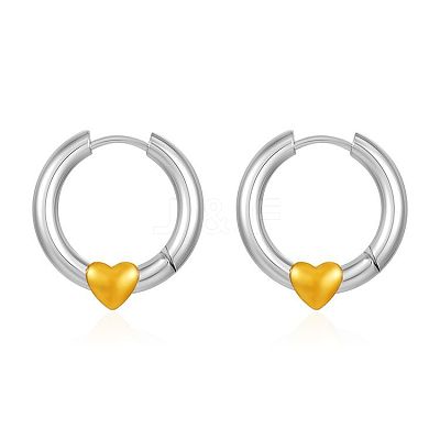304 Stainless Steel Heart Huggie Hoop Earrings for Women WG7102D-01-1