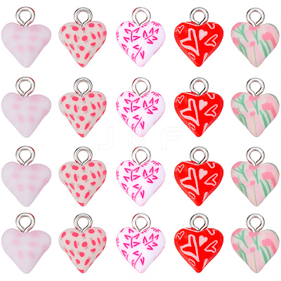 40Pcs 5 Styles Handmade Polymer Clay Charms CLAY-SC0002-91B-1