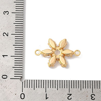 Brass Pave Clear Cubic Zirconia Flower Links Connector Charms KK-M294-01G-1