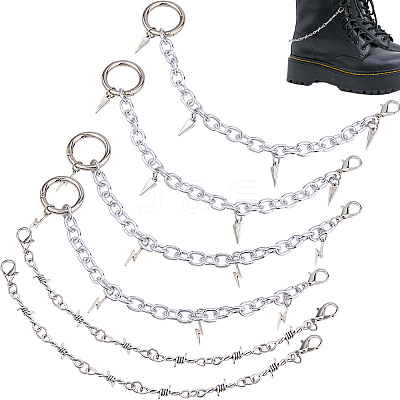6Pcs 3 Style Aluminum Boot Strap Chains HJEW-HS00095-1