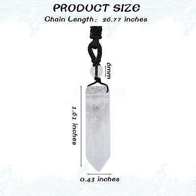 Natural Quartz Crystal Bullet Pendant Necklace JN1043D-1