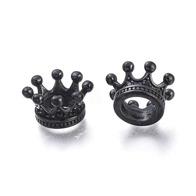 Crown 304 Stainless Steel with Cubic Zirconia European Beads STAS-F243-34B-1