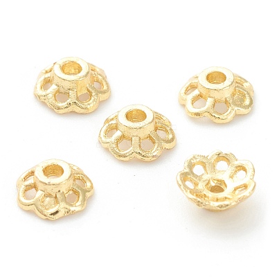 Rack Plating Alloy Flower Bead Caps KK-J277-06G-1