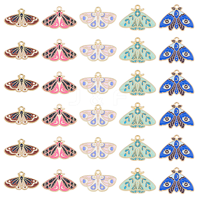 30Pcs 5 Styles Alloy Enamel Pendants ENAM-DC0001-70-1