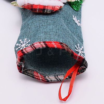 Bear Cloth Hanging Christmas Stocking HJEW-SZC0004-20-1