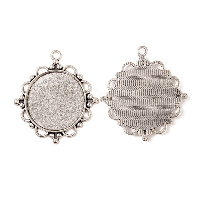 Tibetan Style Alloy Pendant Cabochon Settings X-TIBEP-N003-55AS-1