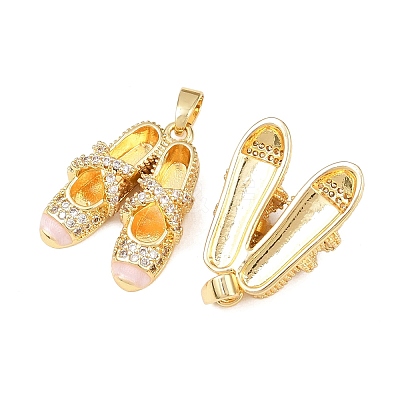Brass Micro Pave Cubic Zirconia Pendants KK-C248-07G-02-1