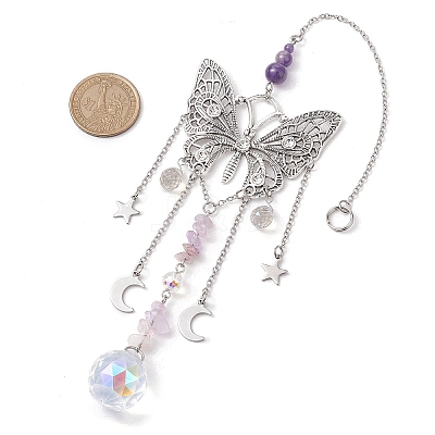 Alloy Butterfly Pendant Decorations HJEW-TA00238-1