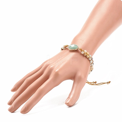 Teardrop Gemstone Braided Bead Bracelet BJEW-JB08116-1