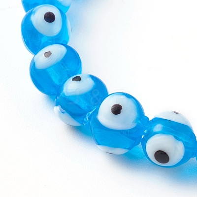 Handmade Evil Eye Lampwork Beaded Stretch Bracelets Sets BJEW-JB06218-1